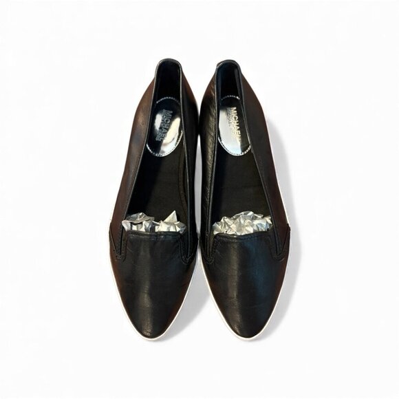 MICHAEL Michael Kors Shoes - Michael Kors Olive Leather Slip On Sneaker Black SZ9